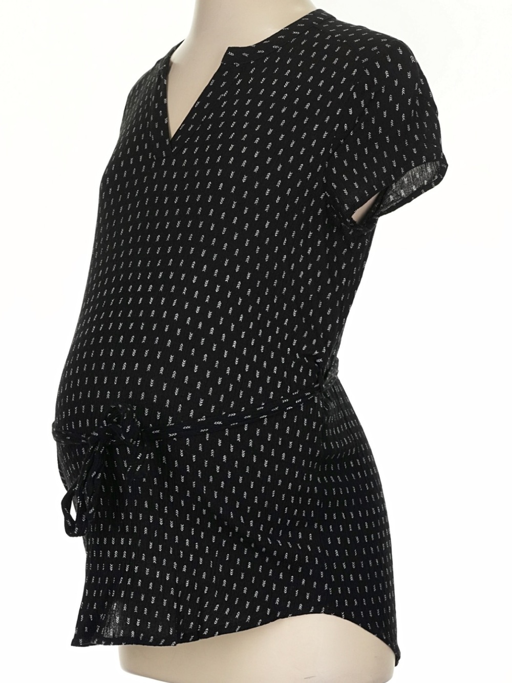 Full Moon Black Maternity Tunic Top with Tie Waist